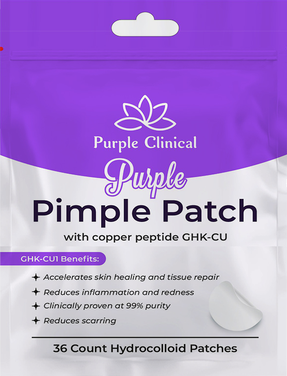 Purple pimple patches with copper peptides